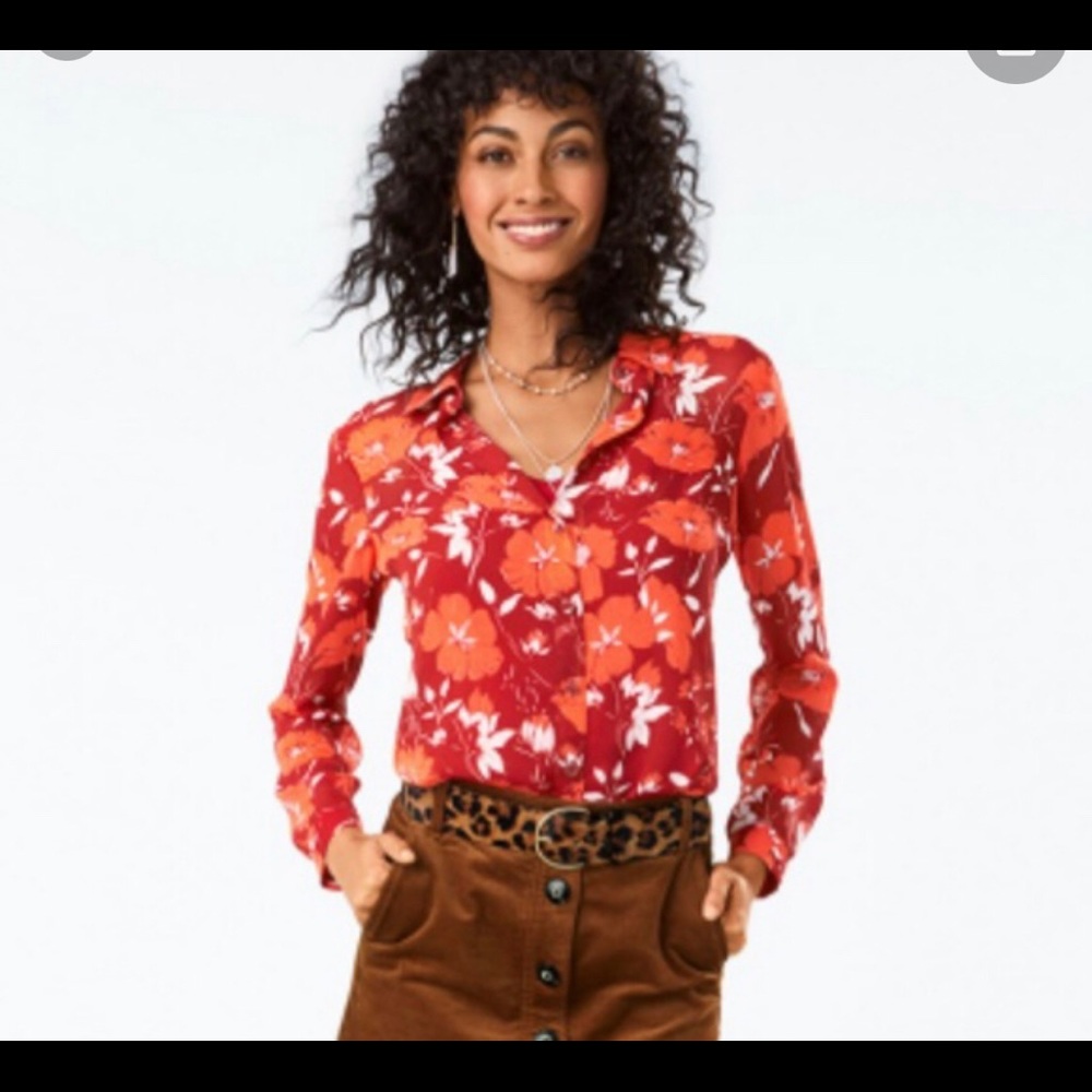 Cabi Hothouse Blouse scarlet flower, size M, NWT